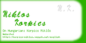 miklos korpics business card