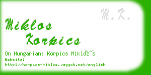 miklos korpics business card